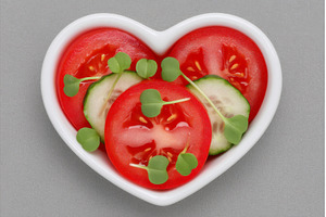 A heart-shaped plate of fresh salad, a Food & Drink Photo by ZinetroN