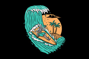 Enjoy the sea waves illustration, an Illustration by gunaonedesign