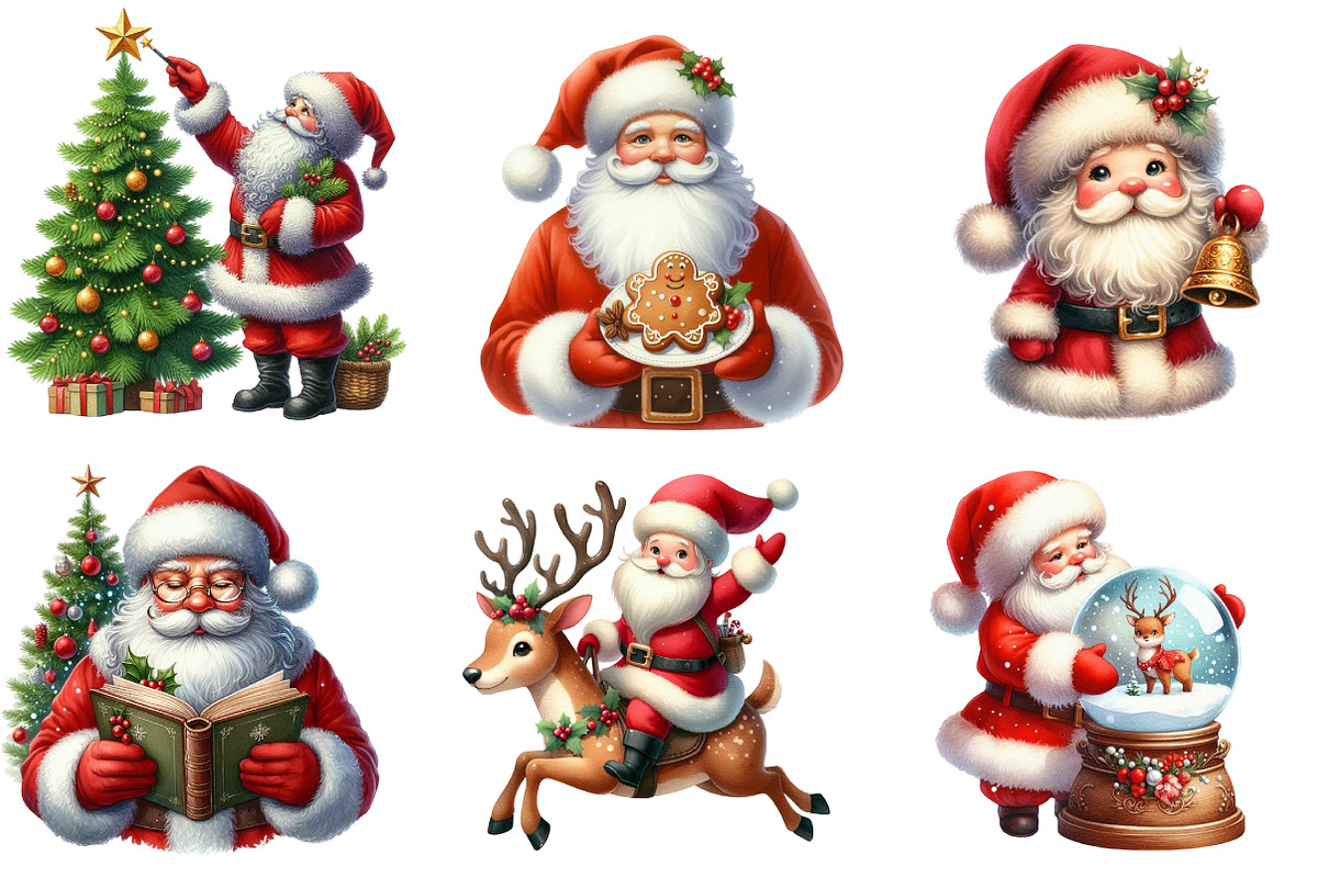 Christmas Santa Claus Bundle Clipart, an Illustration by DreamArtGraphic (Photo 4 of 4)