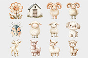 Watercolor Farm Animal clipart, a Seasonal Illustration by Design Market (Thumbnail 5 of 5)
