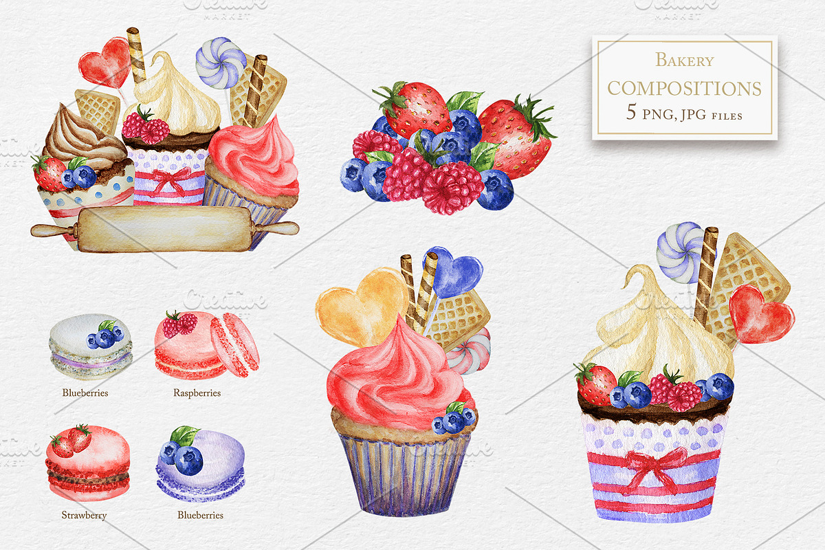 Sweet Cake Baking Watercolor clipart, an Object Graphic by svetlanaARTdreams (Photo 4 of 10)