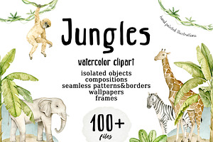 Jungles watercolor clip art