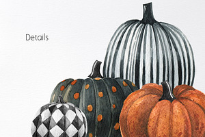 Watercolor Halloween Pumpkin Clipart