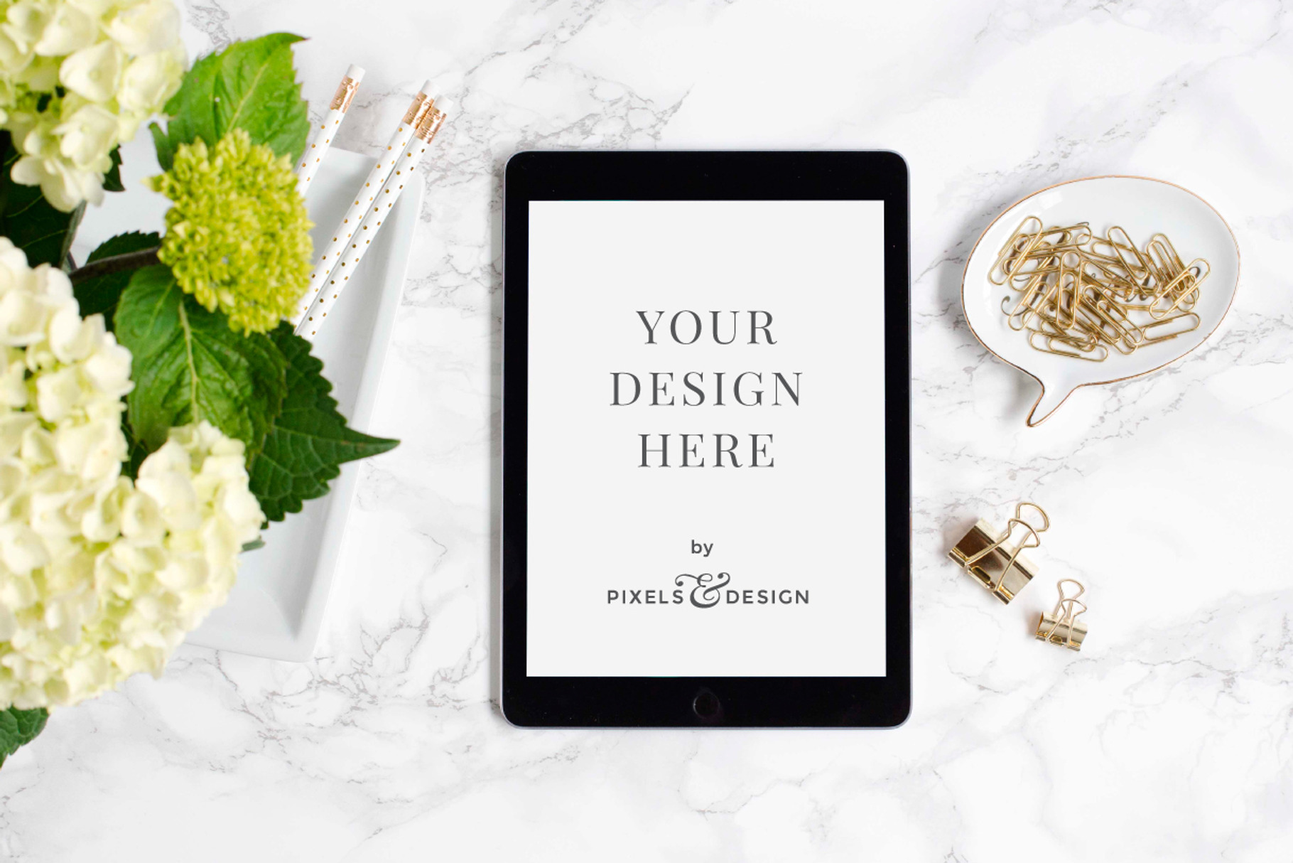 iPad on Marble Mockup, a Business Photo by Pixels & Design