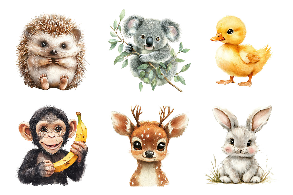 Cute Baby Animals PNG, an Illustration by SinaCreation (Photo 3 of 5)