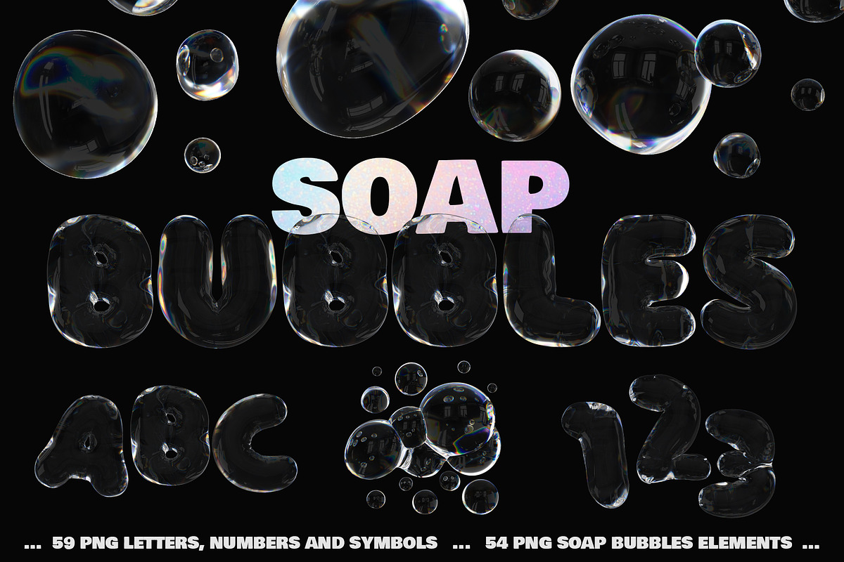 3D Soap Bubbles and Letters set, a Graphic by LarysaZabrotskaya (Photo 1 of 12)
