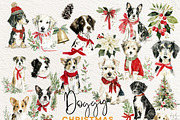 Christmas Watercolor Dogs Clipart, a Seasonal Illustration by artinspirestudio (Thumbnail 3 of 8)