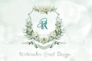 Watercolor Crest with AR RA Initials, an Object Illustration by GraphicsByNaeem (Thumbnail 1 of 4)