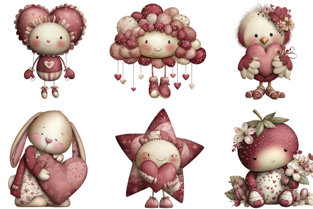 Kawaii Valentines Clipart, an Illustration by CraftArtStudio (Photo 6 of 6)