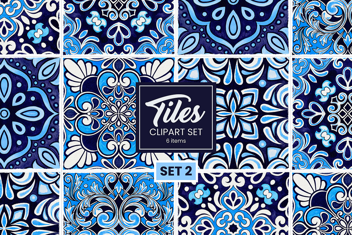 Traditional Mediterranean Tiles SET2, an Object Illustration by ilonitta (Photo 1 of 10)