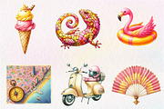 Summer in Barcelona Clipart, an Illustration by CreationArt (Thumbnail 2 of 5)