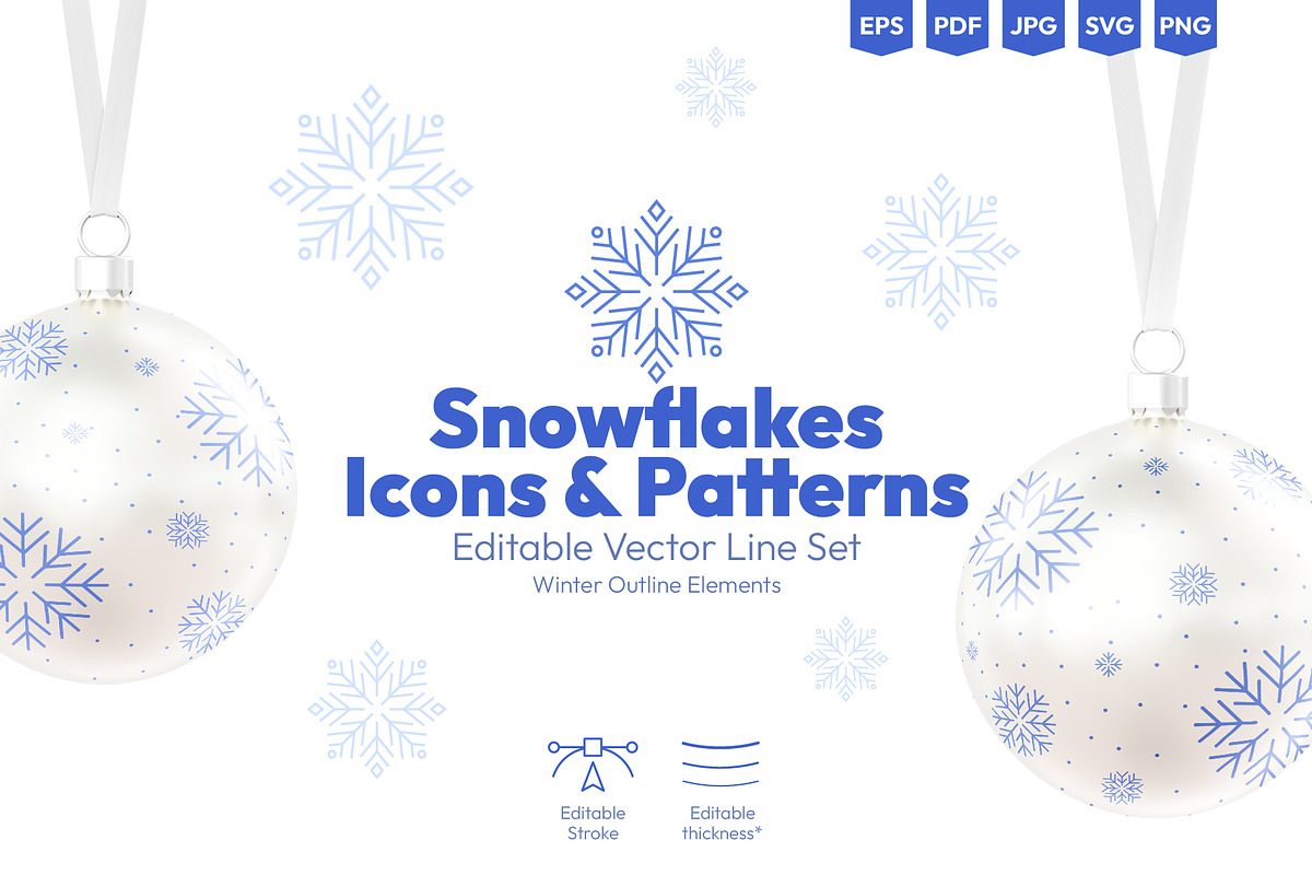 Outline Snowflakes & Winter Icons, an Illustration by Ilia Design (Photo 1 of 10)