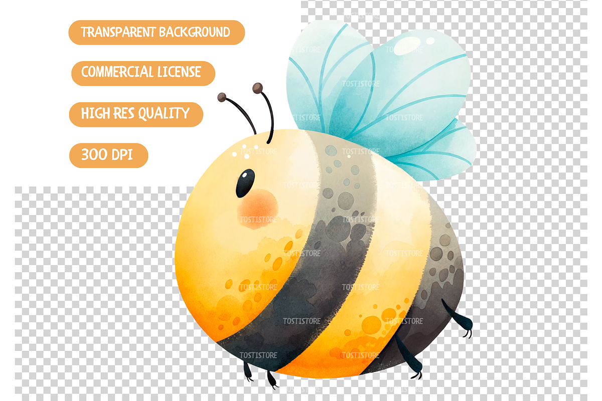 Cute Honey Bee Png Set, Honey Comb, an Illustration by TatiMockup (Photo 4 of 5)