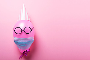 Concept of party during covid19 featuring pink, carnival, and decorative