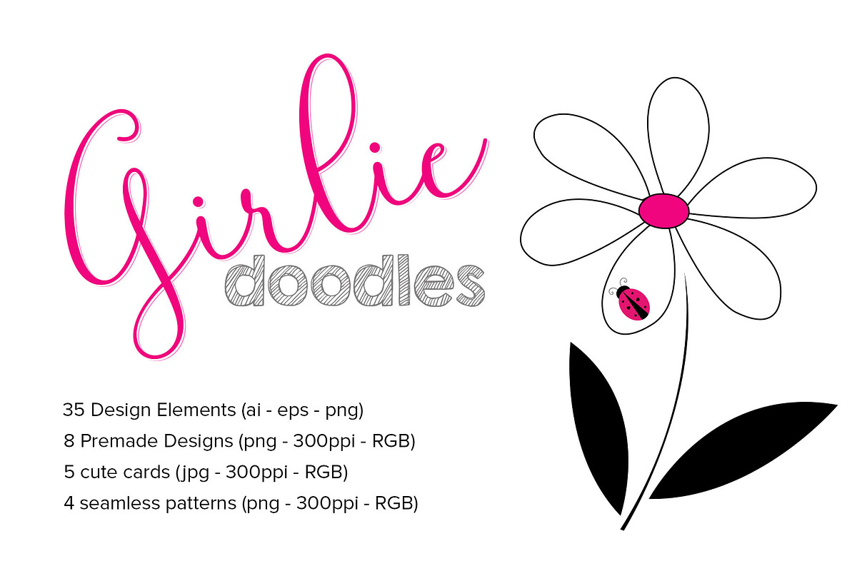 Girlie Doodles Design Set, a Decorative Illustration by Maggie Stilwell Design (Photo 1 of 7)