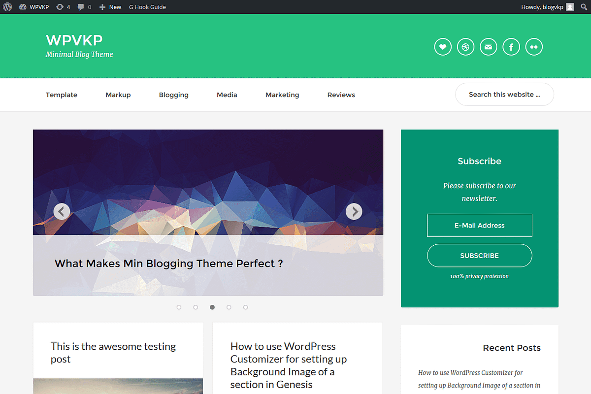 Blogging Pro - Genesis Child Theme, a WordPress Template by WPVKP WordPress Themes (Photo 2 of 7)