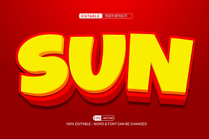 Sun Vector 3d Editable Text Effect