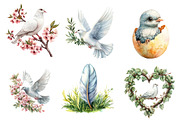 Spring Doves Garden Clipart, an Illustration by CreationArt (Thumbnail 2 of 5)