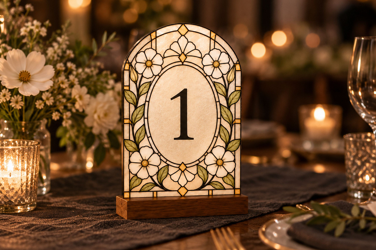 Stained Glass Wedding Table Numbers, an Invitation Template by Arfis (Photo 3 of 11)