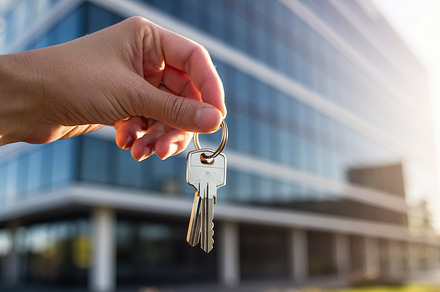 A hand holds a set of keys