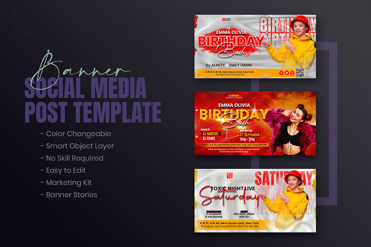 Birthday Social Media Post Bundle, a Social Media Template by Creative_View (Photo 8 of 8)