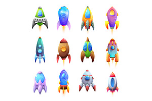 Cartoon Spacecraft Rockets