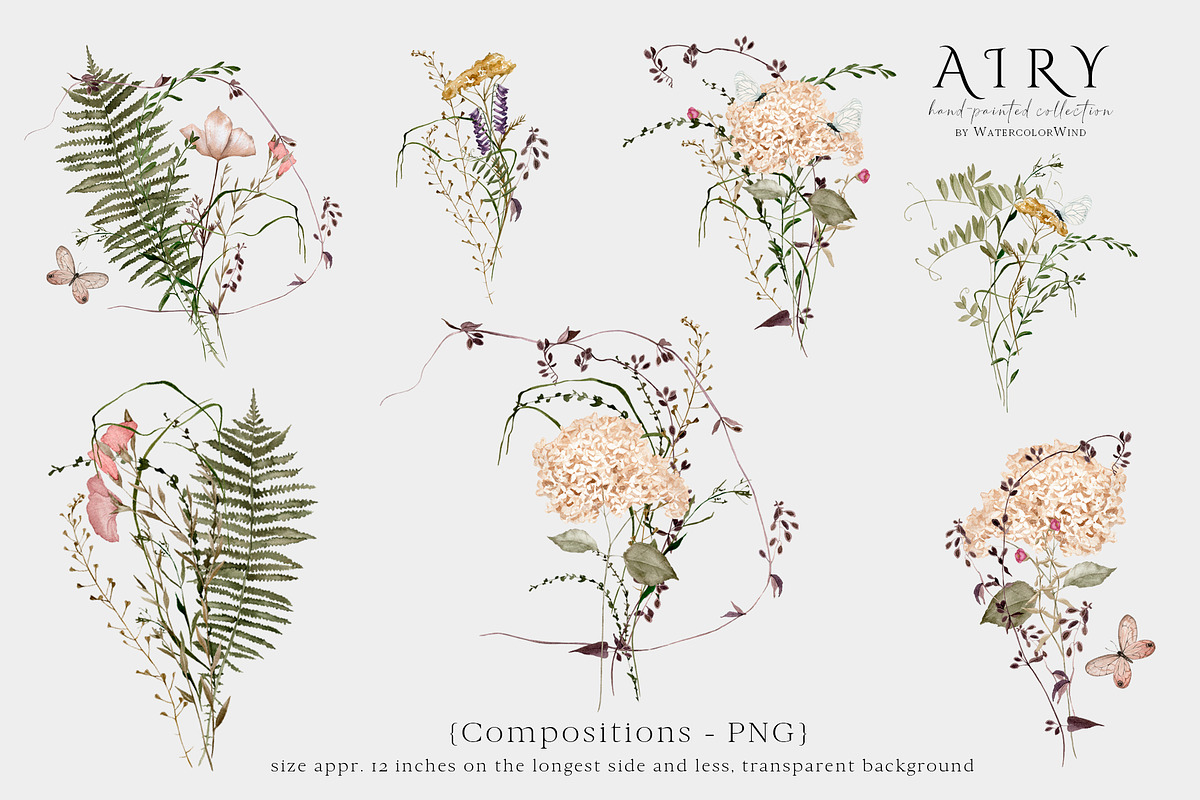 Delicate airy wildflowers clipart, an Illustration by Ksenia Shmakova (Photo 9 of 12)