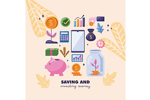 savings and investing money, a Finance Illustration by studiogstock