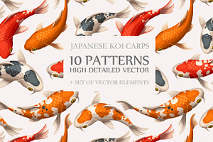 Koi Carps Seamless Patterns