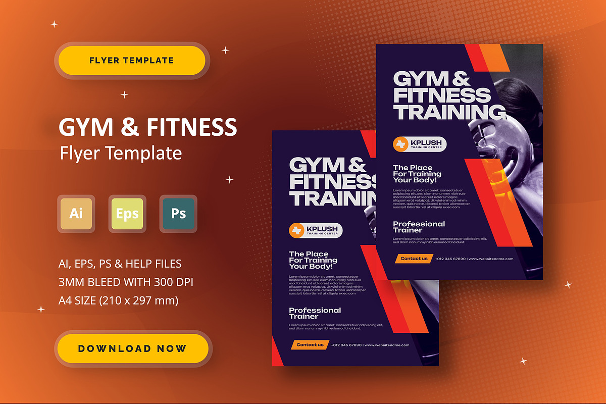 Gym & Fitness - Flyer Template, a Flyer Template by StreaksideStd