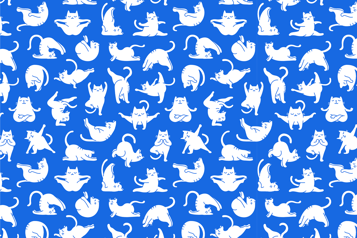 Zen Cats Yoga Asana Poses, a Pattern Graphic by Iconka (Photo 3 of 7)