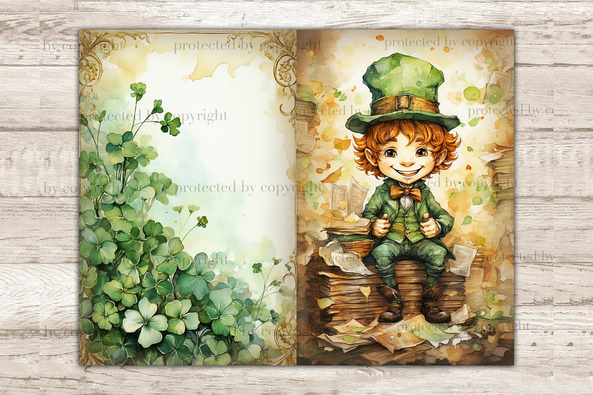 Cute Leprechaun Junk Journal Pages, a Seasonal Illustration by GlamArtZhanna (Photo 9 of 10)