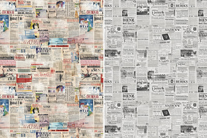 Newspapers Seamless Patterns Set