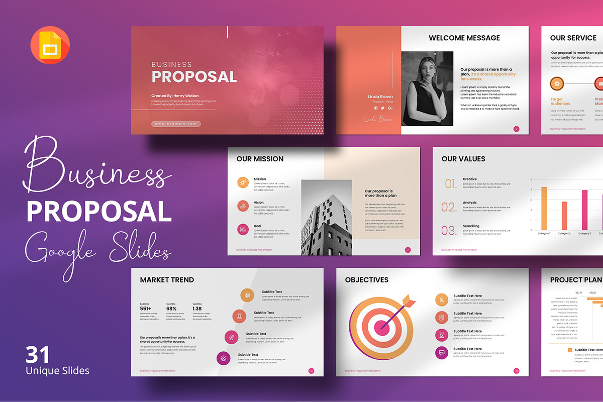 Business Proposal Google Slides, a Presentation Template by Design Vault (Photo 1 of 5)