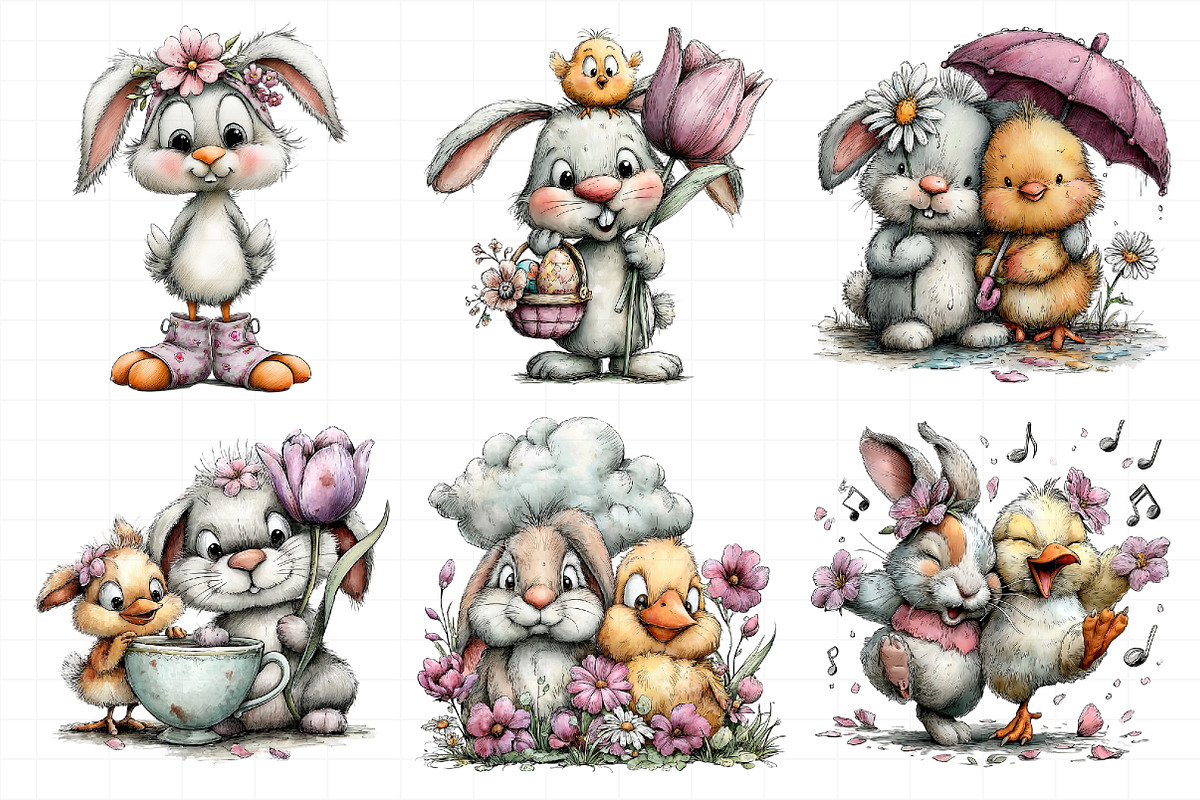 Easter Bunny Chick Clipart, an Illustration by Daily.Designs (Photo 5 of 8)