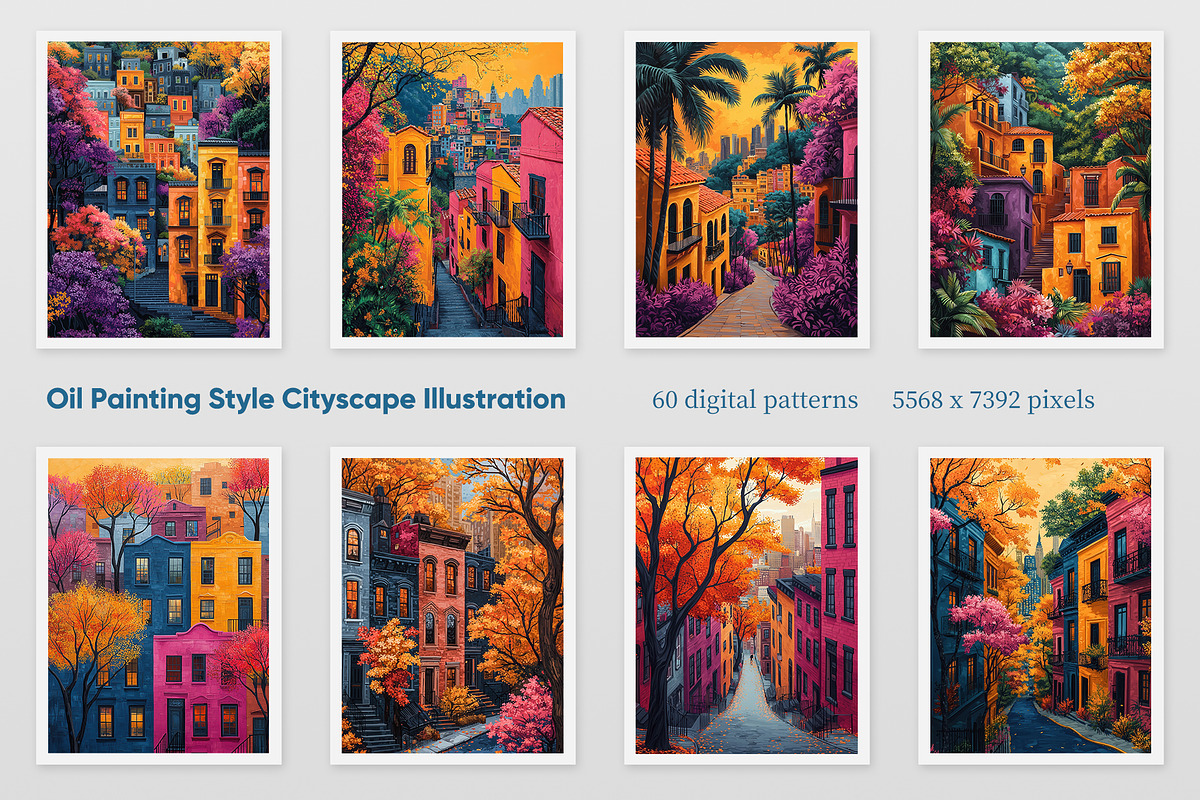 Oil Painting Style Cityscape, a Decorative Illustration by Housui Patterns (Photo 2 of 9)