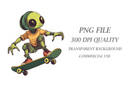 Alien on skateboarding. TShirt, an Animal Illustration by KENO Mascots (Thumbnail 10 of 10)