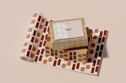 Wrapped Gift Box and Envelope Mockup, a Packaging Mockup by Xtrahive