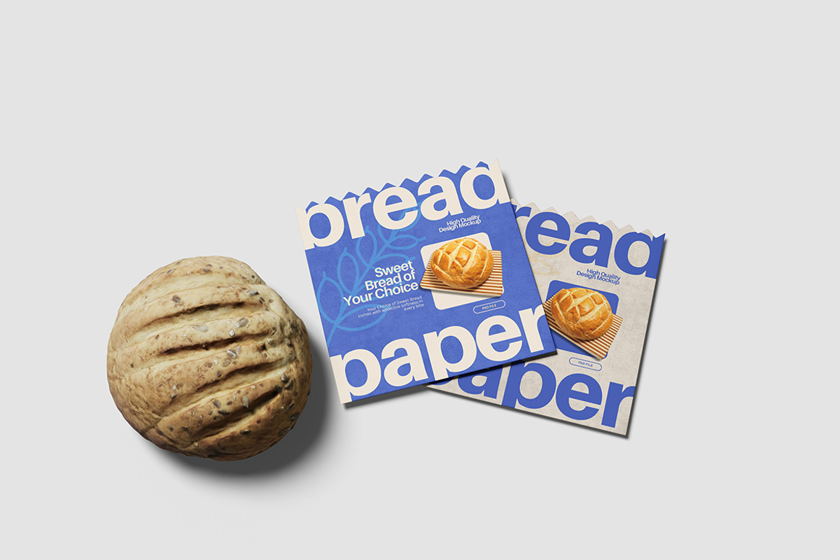 Minimalist Bread Paper Mockup, an Advertising Mockup by bimockup (Photo 4 of 6)