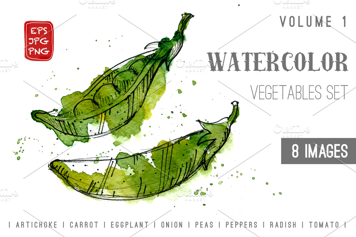 Oh My Veggies! | Watercolor set, a Food Illustration by Blue Ink Studio (Photo 1 of 3)