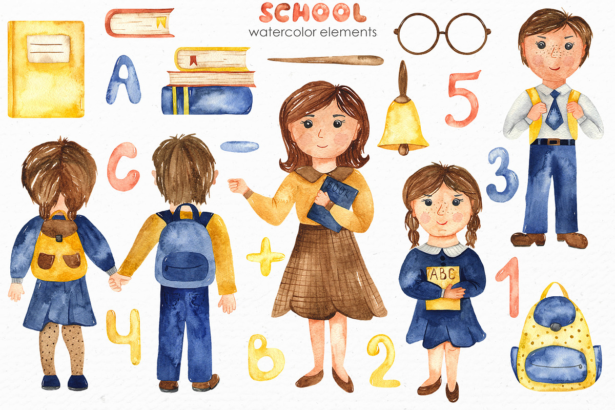 SCHOOL watercolor collection, an Education Illustration by Marina Ermakova (Photo 2 of 11)
