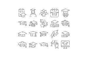 Graduation education line icons, an Object Graphic by pikepicture