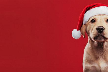 Cute Labrador puppy in Santa hat, an Animal Photo by MistyDay