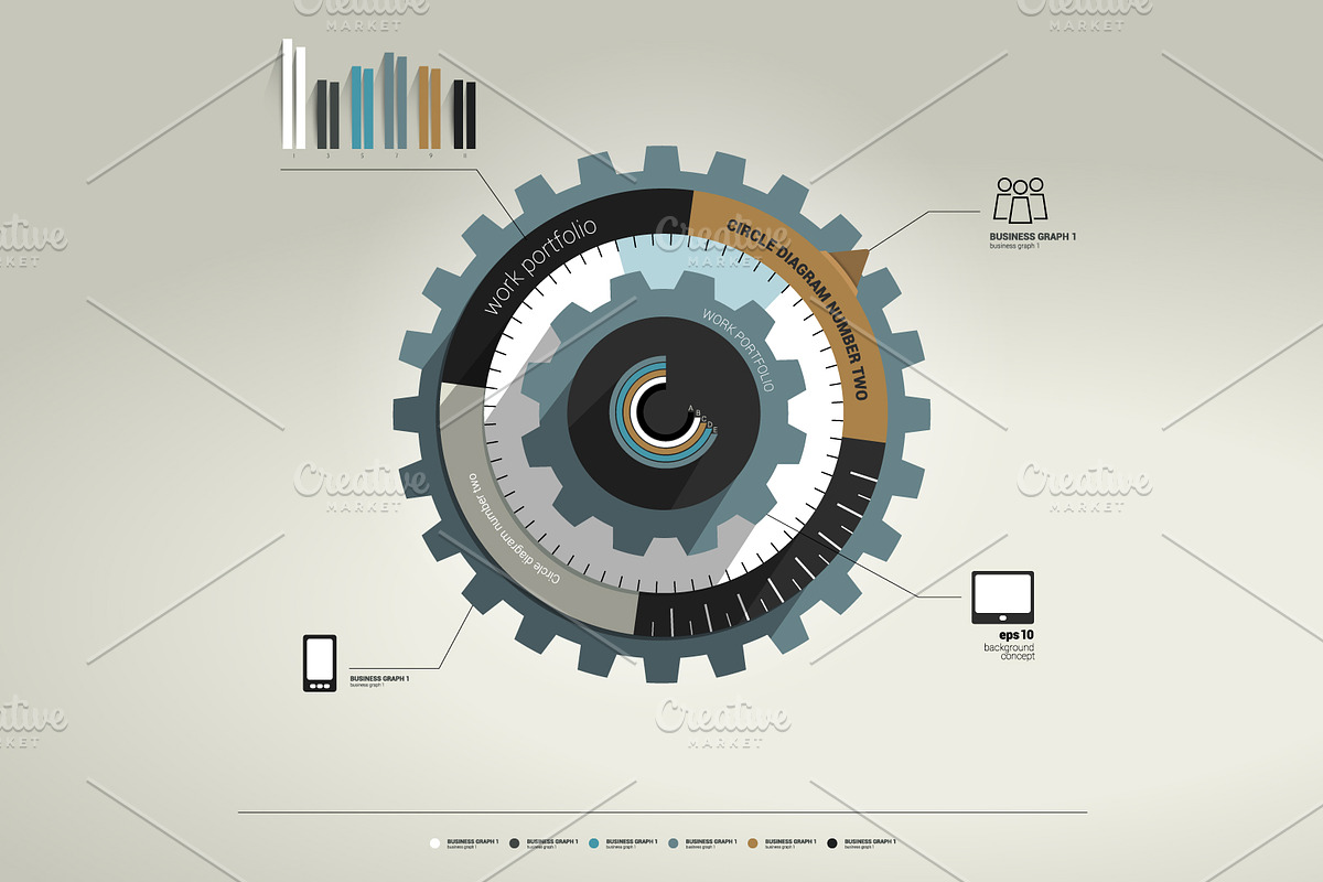 Cog wheel infographic., a Background Graphic by VectorAN