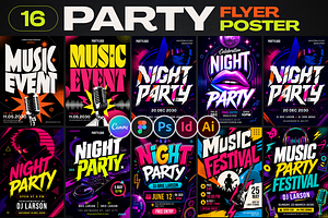 Party Events Flyer Poster Template, a Flyer Template by Miyaji75