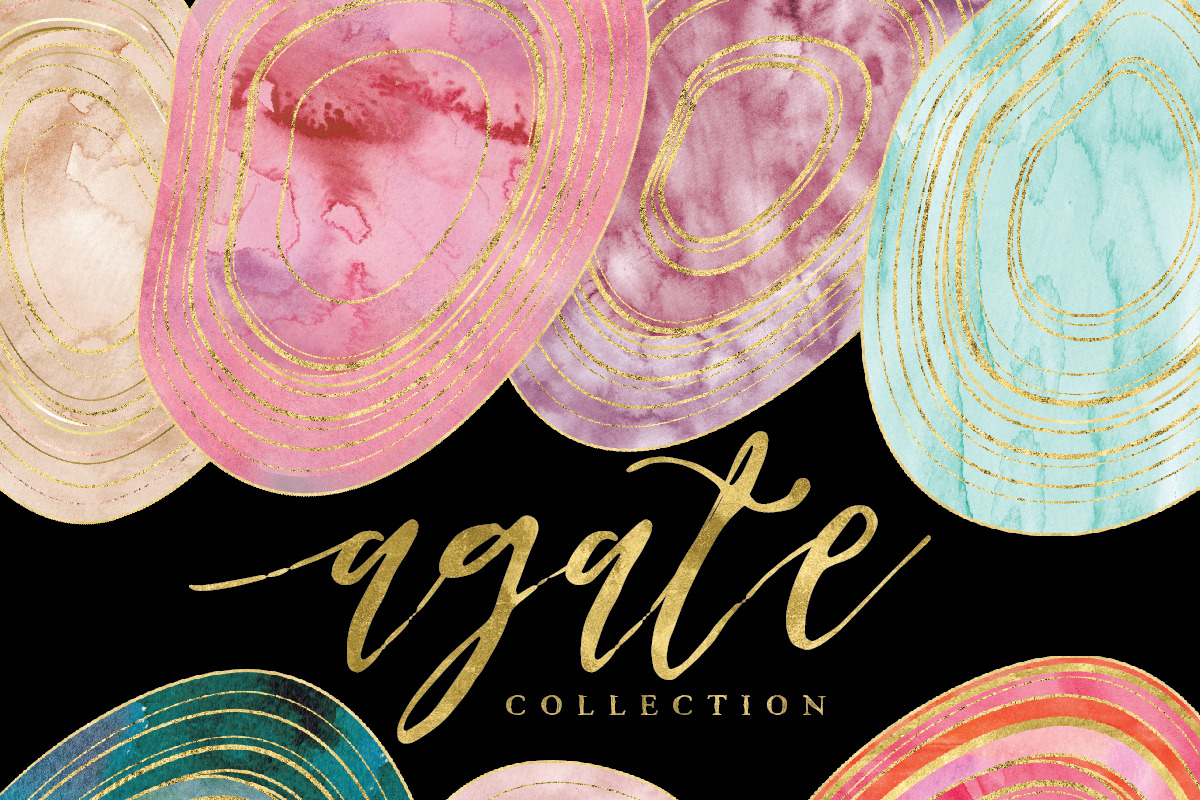 watercolor AGATE clipart - gemstones, an Object Graphic by Freshmint Paperie (Photo 3 of 5)