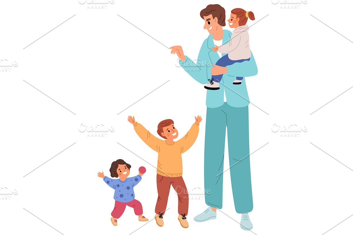Male pediatrician surrounded by, a Person Illustration by Vectorbuum