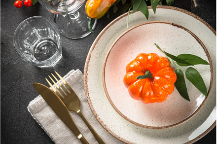 Autumn table setting with plate, a Food & Drink Photo by Nadia-nb