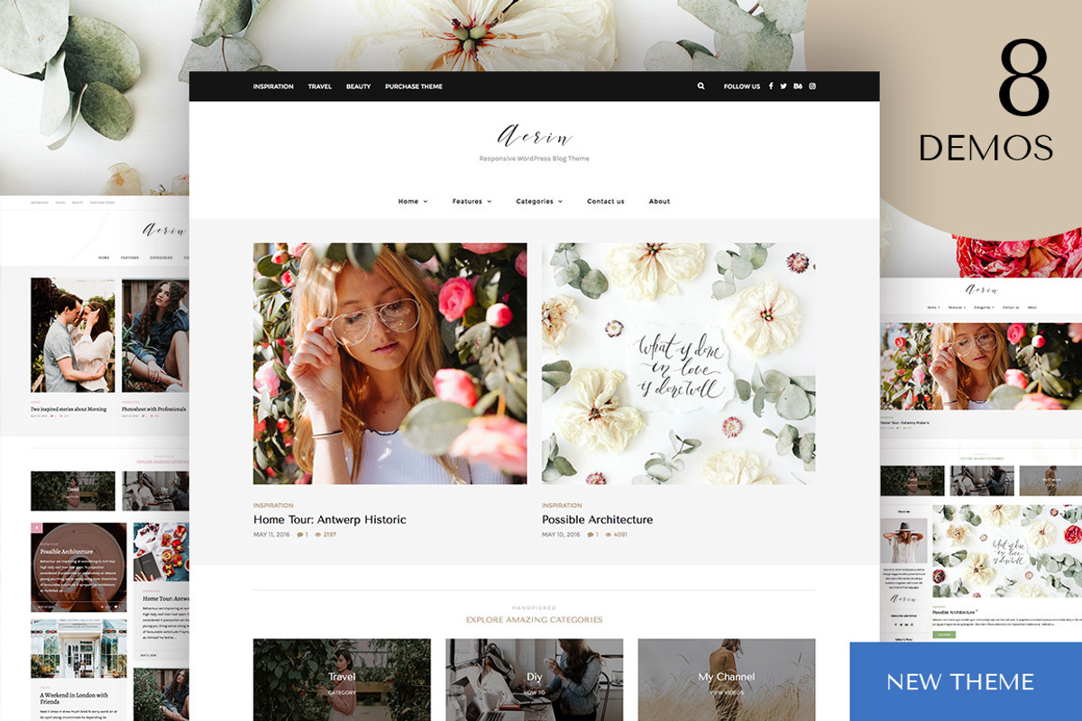 Aerin - WordPress Blog & Shop Theme, a WordPress Template by Creanncy (Photo 1 of 7)