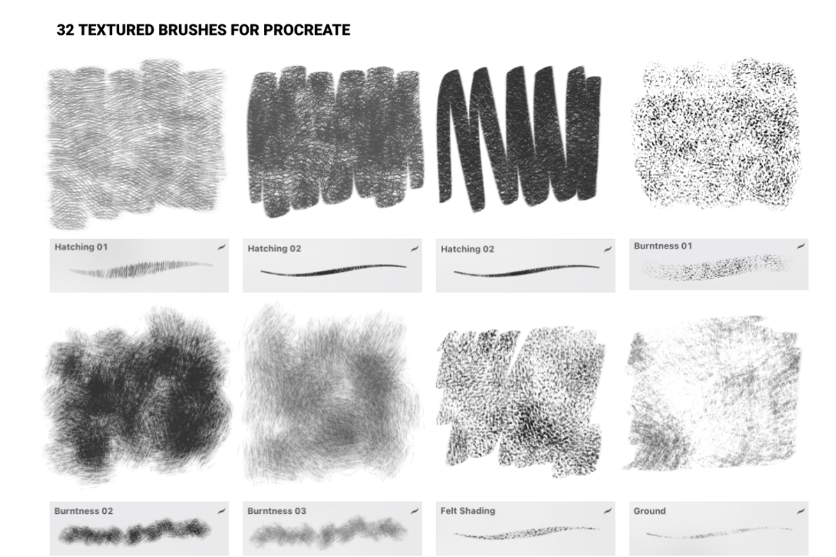 TEXTURED BRUSHES FOR PROCREATE, a Brushes & More by ARTMIRU (Photo 5 of 8)
